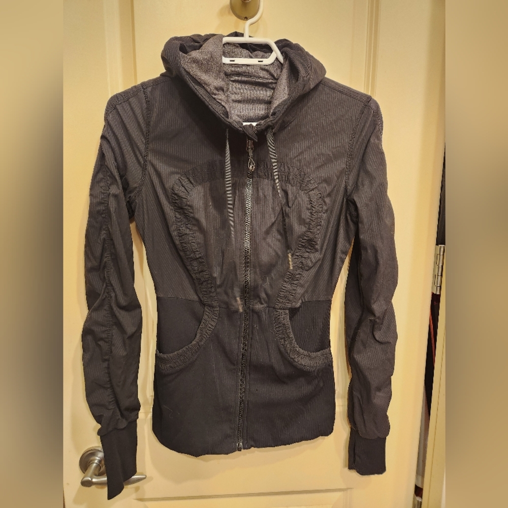 Lululemon Women's Black And Gray Hooded Dance Studio Jacket, Reversible